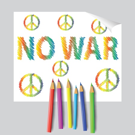 colorful illustration with peaceful sign for  designのイラスト素材