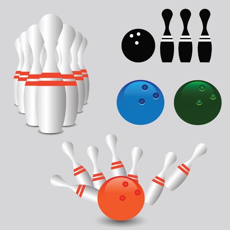 colorful illustration with bowling pins for designのイラスト素材