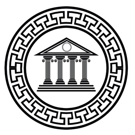 colorful illustration with  greek old temple on a white background  for your designのイラスト素材