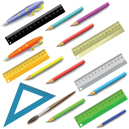colorful illustration with office supplies on a white  background  for your designのイラスト素材