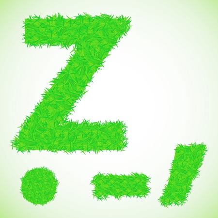 colorful illustration with grass letter Z on a green backgroundのイラスト素材