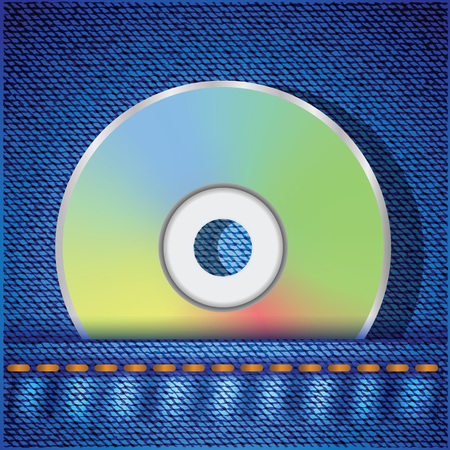 colorful illustration with CD disc on a blue jeans background for your designのイラスト素材