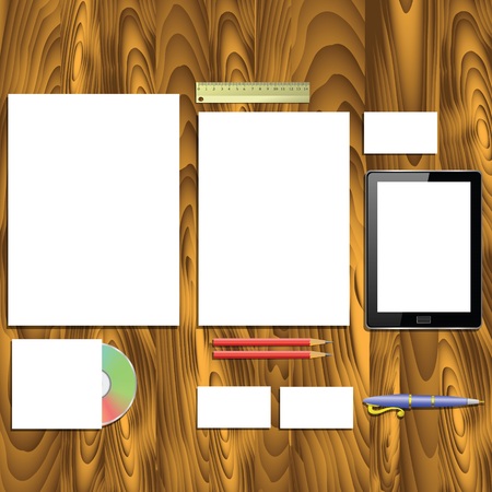 colorful illustration with  wood office desk  for your designのイラスト素材