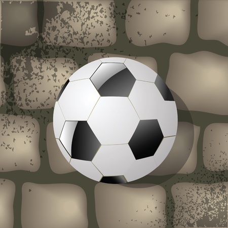 colorful illustration with soccer ball on a gray brick backgroundのイラスト素材