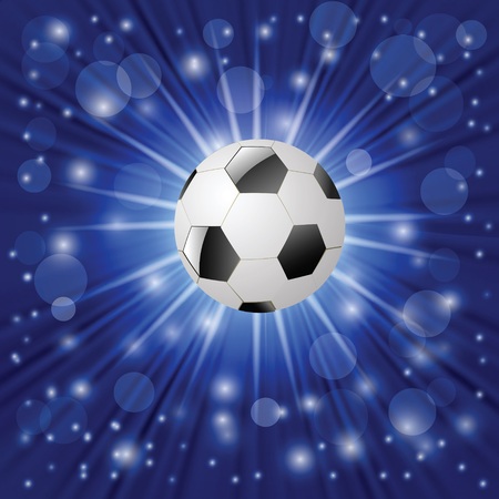 colorful illustration with soccer ball on a blue backgroundのイラスト素材