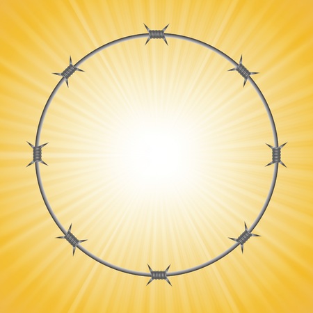 colorful illustration with barbed wire frame on a sun light background  for your designのイラスト素材
