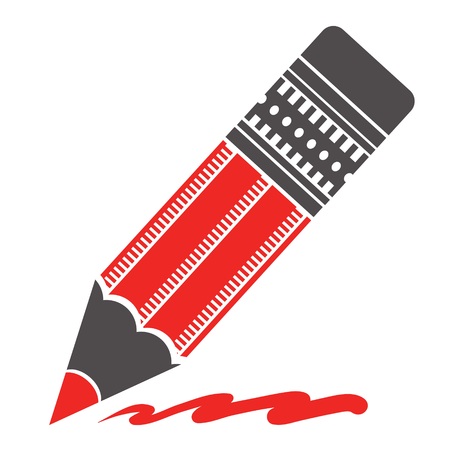  illustration with silhouette of red pencil on a white backgroundのイラスト素材