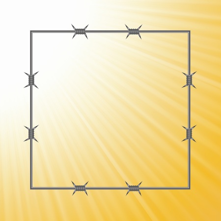 colorful illustration with barbed wire frame on a sun light background  for your designのイラスト素材