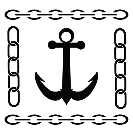  illustration with  silhouette of anchor on a white backgroundのイラスト素材