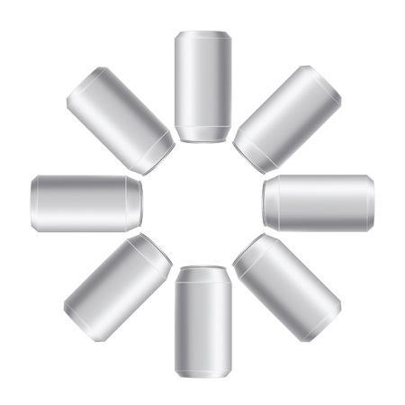 colorful illustration with drink cans  on a white backgroundのイラスト素材