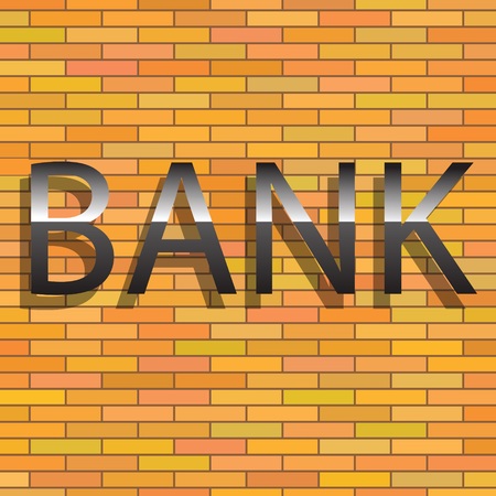colorful illustration with bank sign on a brick backgroundのイラスト素材