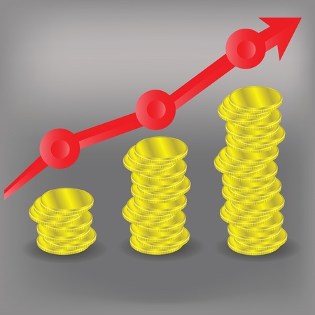 colorful illustration with financial bar chart diagram on a gray backgroundのイラスト素材