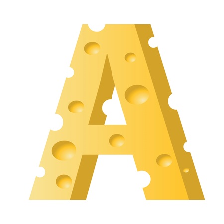colorful illustration with cheese letter A  on a white backgroundのイラスト素材