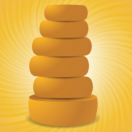 colorful illustration with set of cheeses on a wave yellow backgroundのイラスト素材