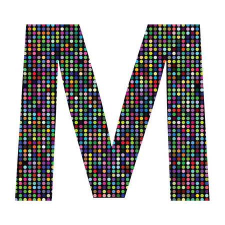 colorful illustration with multicolor letter M on  a white backgroundのイラスト素材