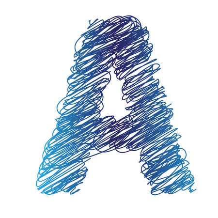 colorful illustration with sketched letter A on  a white backgroundのイラスト素材