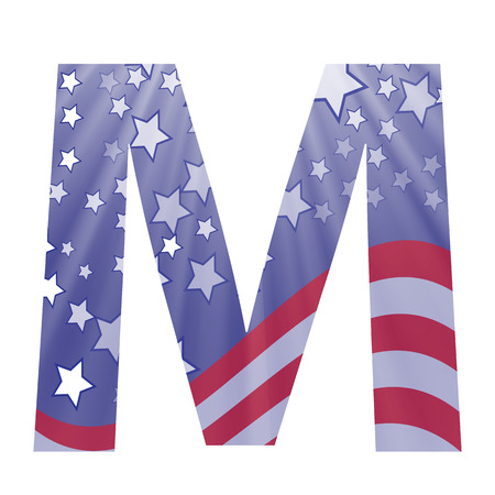 colorful illustration with  american flag letter M on a white backgroundのイラスト素材