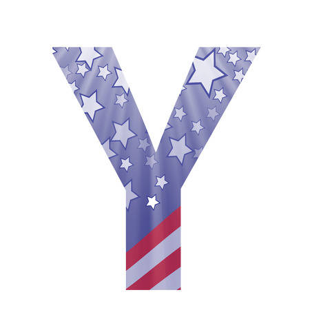 colorful illustration with  american flag letter Y on a white backgroundのイラスト素材