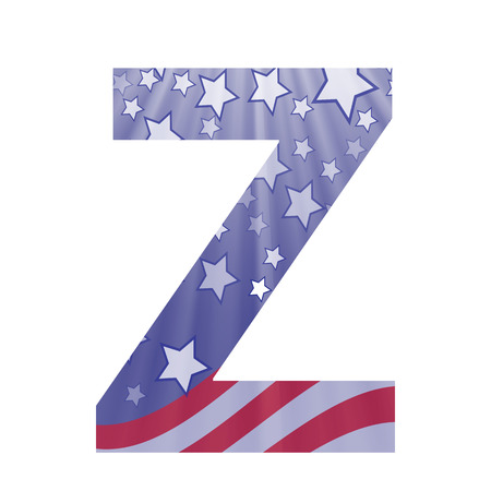 colorful illustration with  american flag letter Z on a white backgroundのイラスト素材