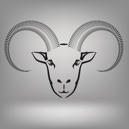 illustration with symbol of goat on a greyのイラスト素材