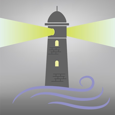 colorful illustration with lighthouse on grey  backgroundのイラスト素材