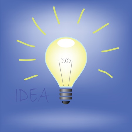 colorful illustration with idea bulb on a blue  backgroundのイラスト素材