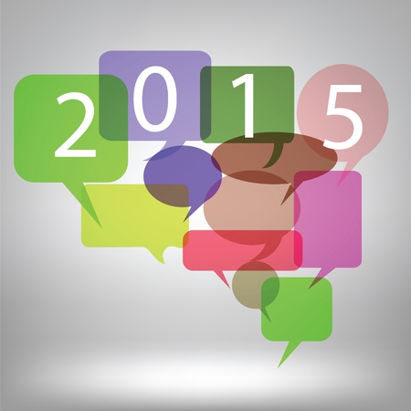 colorful illustration with new year speech bubbles background on grey  backgroundのイラスト素材