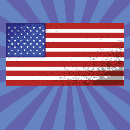 colorful illustration with american flag on abstract blue backgroundのイラスト素材