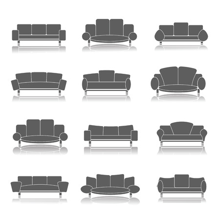 illustration with  furniture icons set on a white backgroundのイラスト素材
