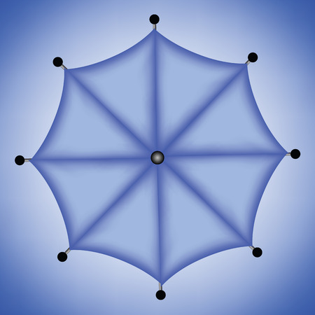 colorful illustration with blue umbrella  on a white backgroundのイラスト素材