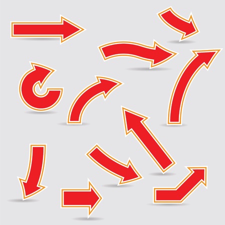 colorful illustration with red arrows  on a white backgroundのイラスト素材