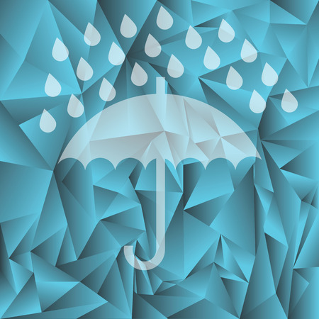 colorful illustration with umbrella silhouette on crystal backgroundのイラスト素材