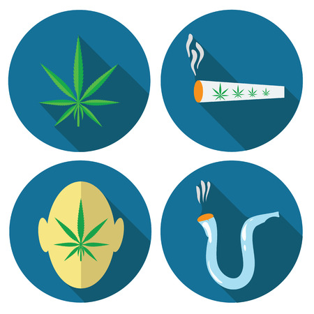 colorful illustration  with  cannabis icons on white backgroundのイラスト素材