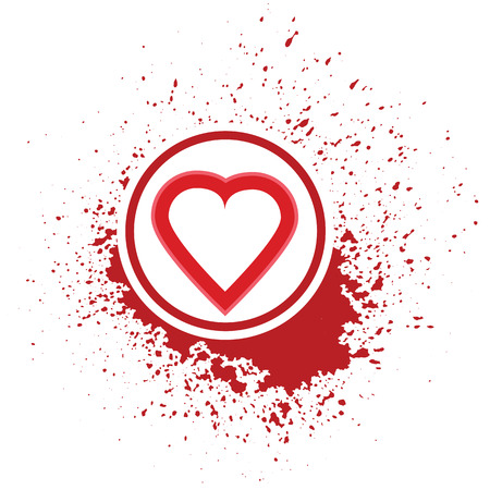 illustration  with heart icon on red blot backgroundのイラスト素材