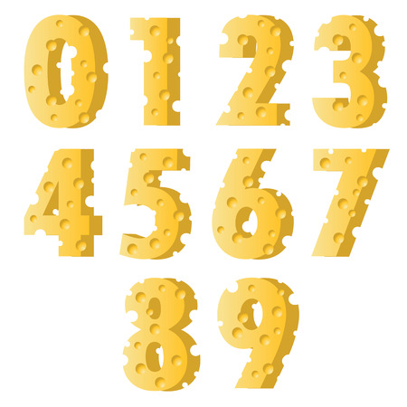 colorful illustration  with cheese numbers  on white backgroundのイラスト素材