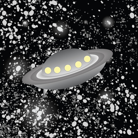 colorful illustration  with  spaceship  on stars backgroundのイラスト素材