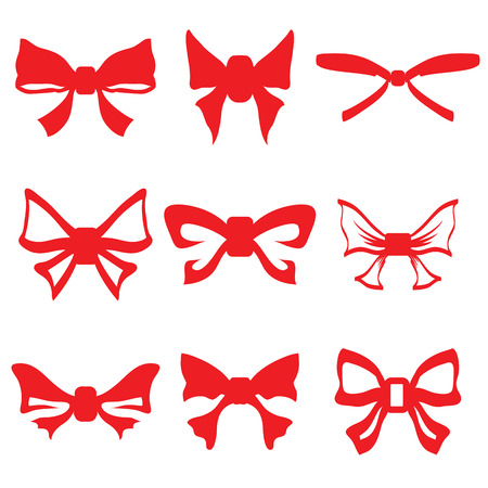 illustration  with red bows set on white backgroundのイラスト素材