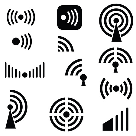 illustration  with Radio waves silhouettes on white backgroundのイラスト素材
