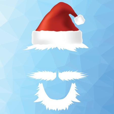 colorful illustration  with santa hat on blue backgroundのイラスト素材