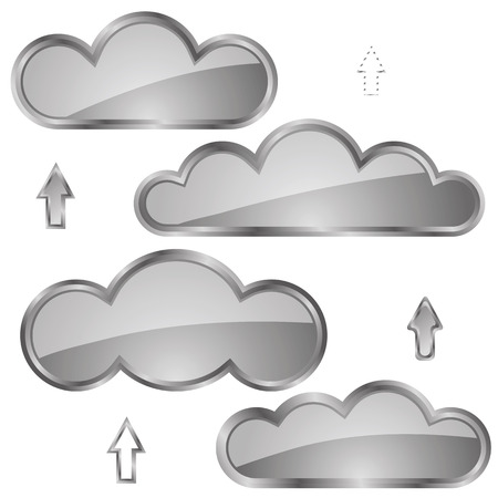 illustration  with clouds icons on white  backgroundのイラスト素材
