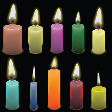 colorful illustration  with set of candles on dark backgroundのイラスト素材