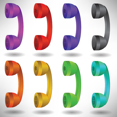 illustration  with colored handset on grey  backgroundのイラスト素材