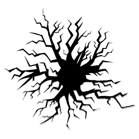 Crack isolated on White Background. Hole in the Wall.のイラスト素材