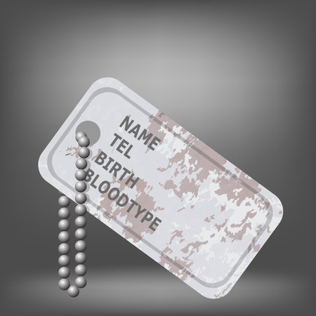 Military Dog Tag on Grey Background. Silver Identity Tag.のイラスト素材