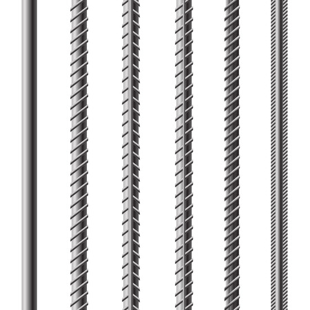 Rebars, Reinforcement Steel Isolated on White Background. Construction Metal Armature.のイラスト素材