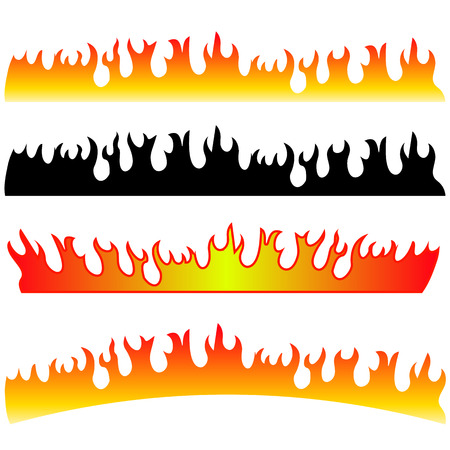Silhouettes of Fire Isolated on White Background.のイラスト素材