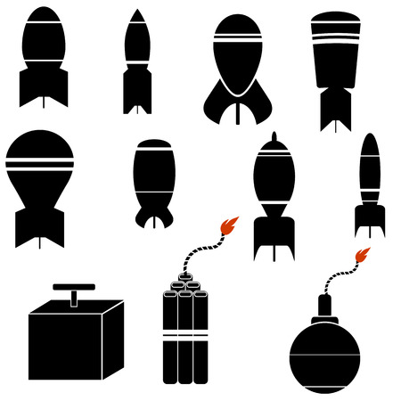 Bomb Icon Set Isolated on White Background.のイラスト素材