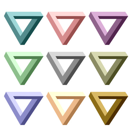 Set of Incredibly Colorful Triangles Isolated on White Background.のイラスト素材