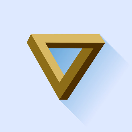 Single Brown Triangle Isolated on Blue Background.のイラスト素材