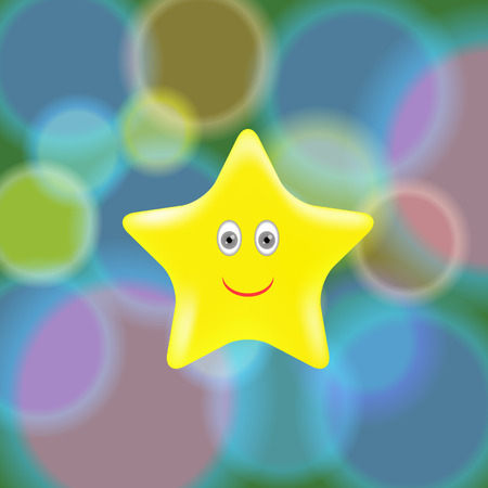 Yellow Gold Single Star on Blurred Background.のイラスト素材